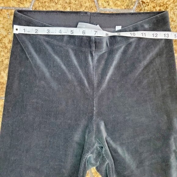 Vince Ribbed Stretch Leggings WOMENS Casual Pants Black Velour Lounge Comfy SZ M - Picture 7 of 10
